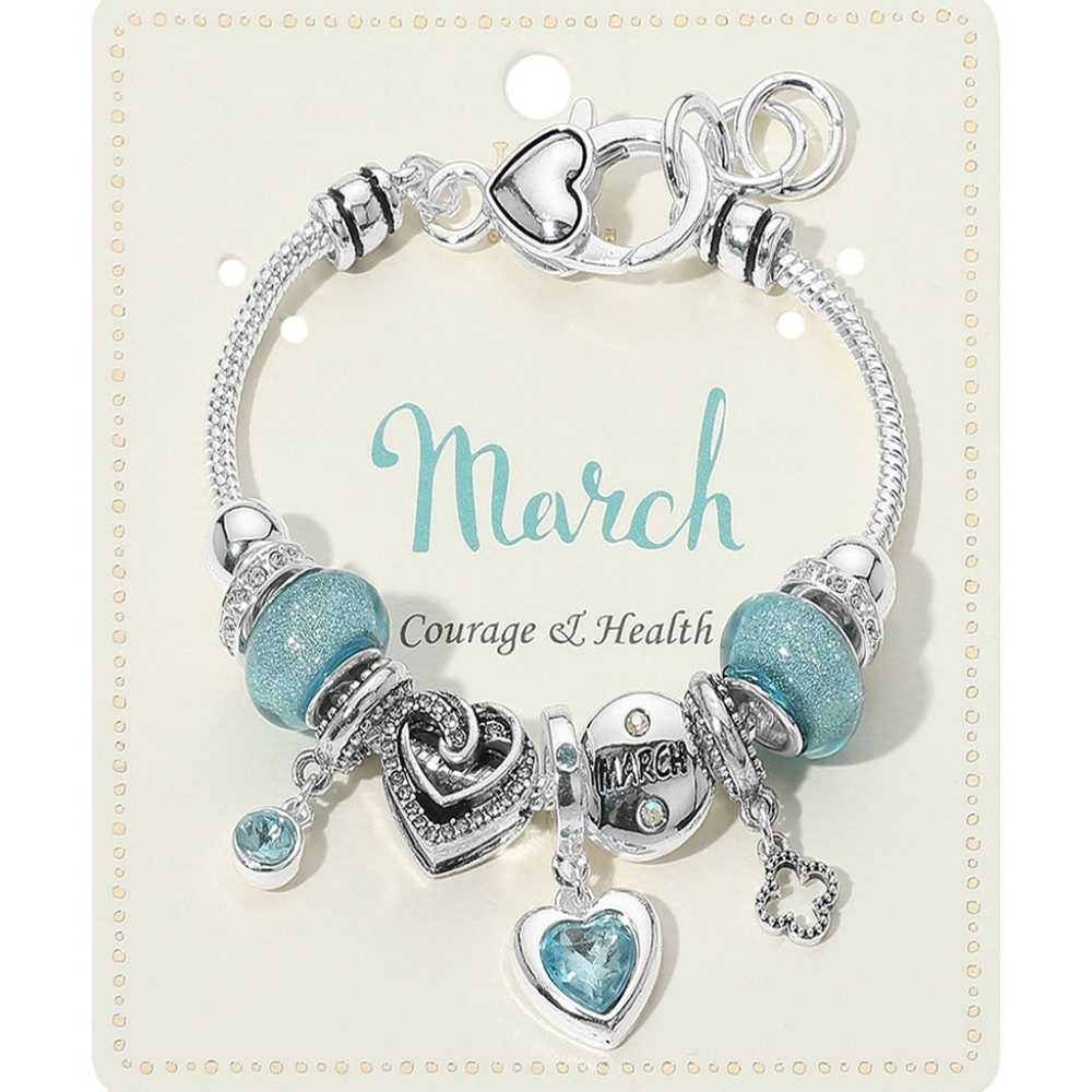 March Birthstone Charm Bracelet